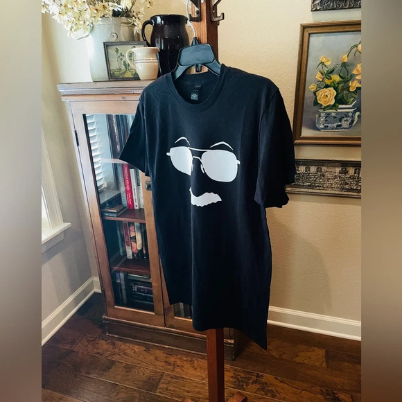 Stan Lee face silhouette unisex short sleeve tee Marvel Comics SZ M black white - Picture 3 of 6